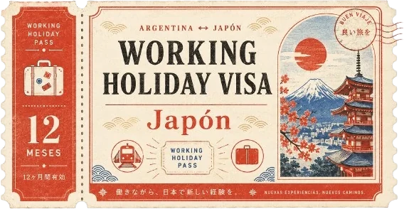 Ticket conmemorativo de la Working Holiday Visa · 12 meses